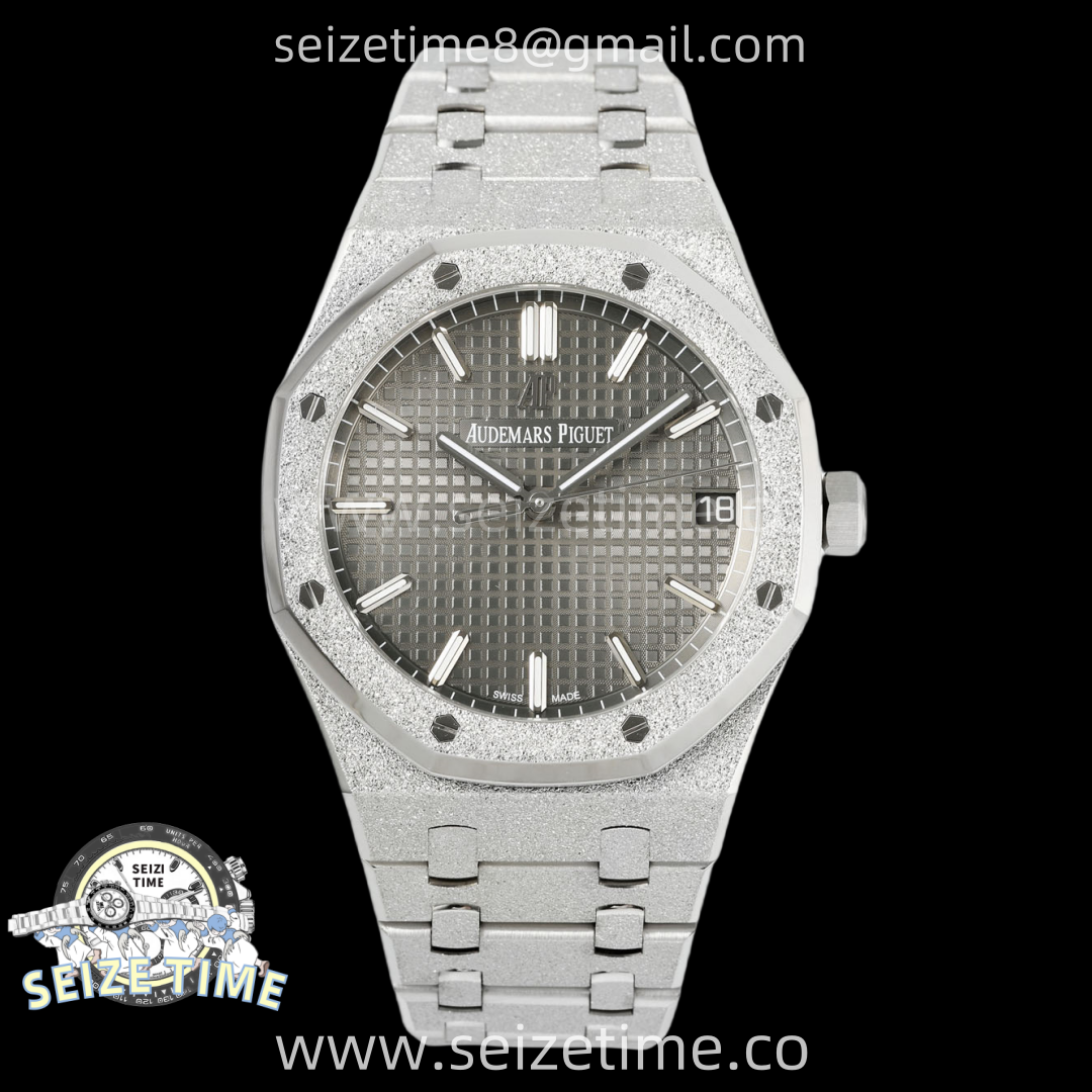 Royal Oak 41mm 15500 Frosted SS APSF 1:1 Best Edition Gray Textured Dial on Frosted SS Bracelet SA4302 Super Clone