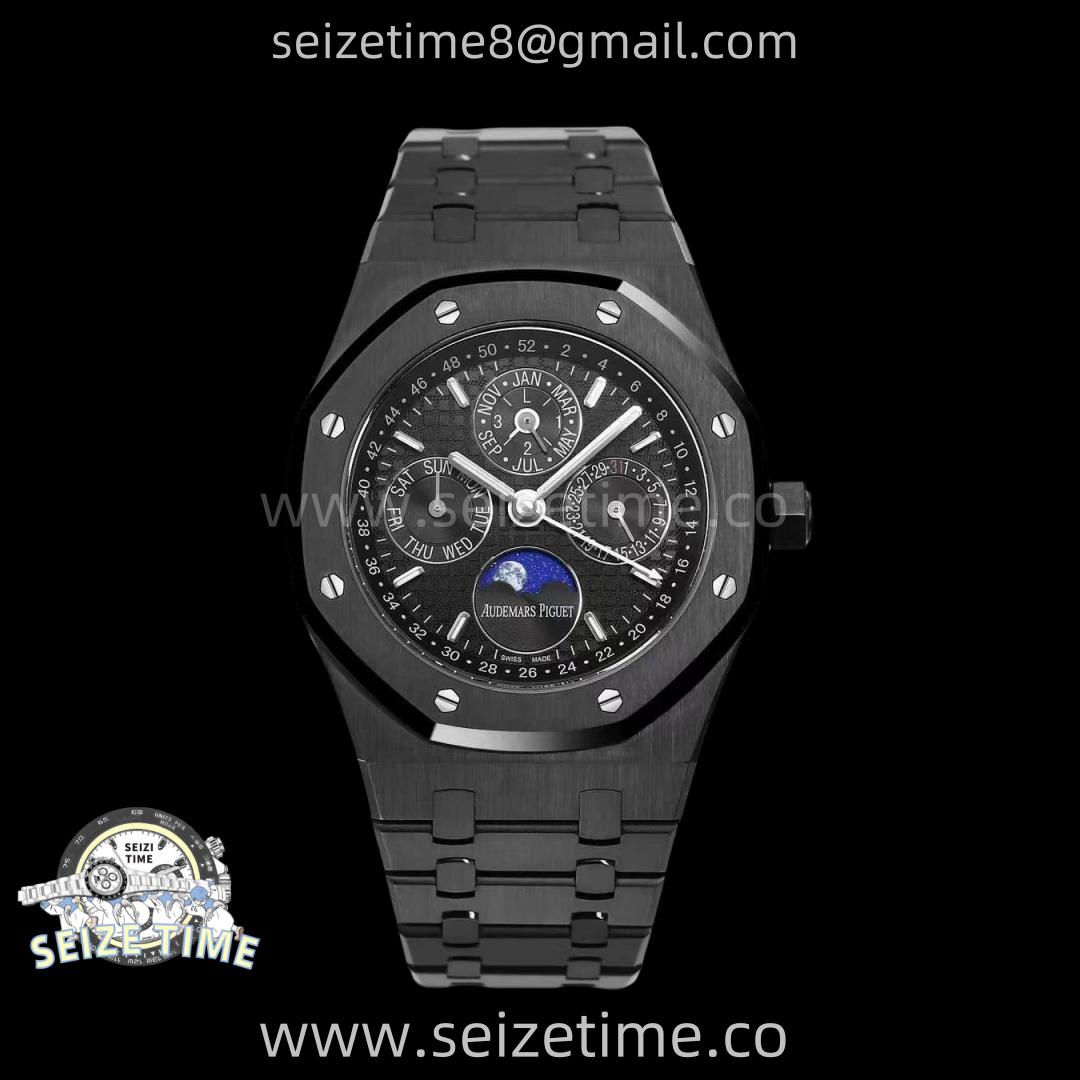 Royal Oak 41mm Perpetual Calendar 26579CE Black SS BBS Best Edition on Black SS Bracelet A5134