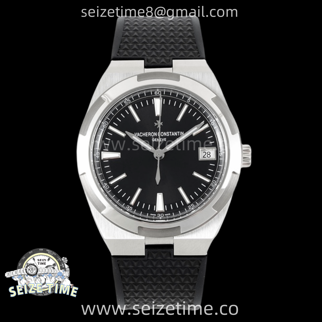 Overseas 4500V SS ZF 1:1 Best Edition Black Dial on Black Rubber Strap Asian Super Clone 5100 V2