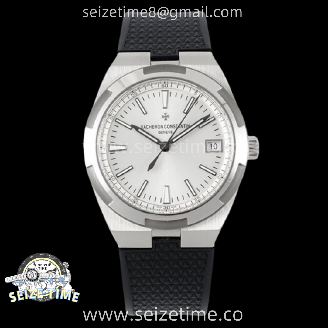 Overseas 4500V SS ZF 1:1 Best Edition Silver Dial on Black Rubber Strap Asian Super Clone 5100 V2