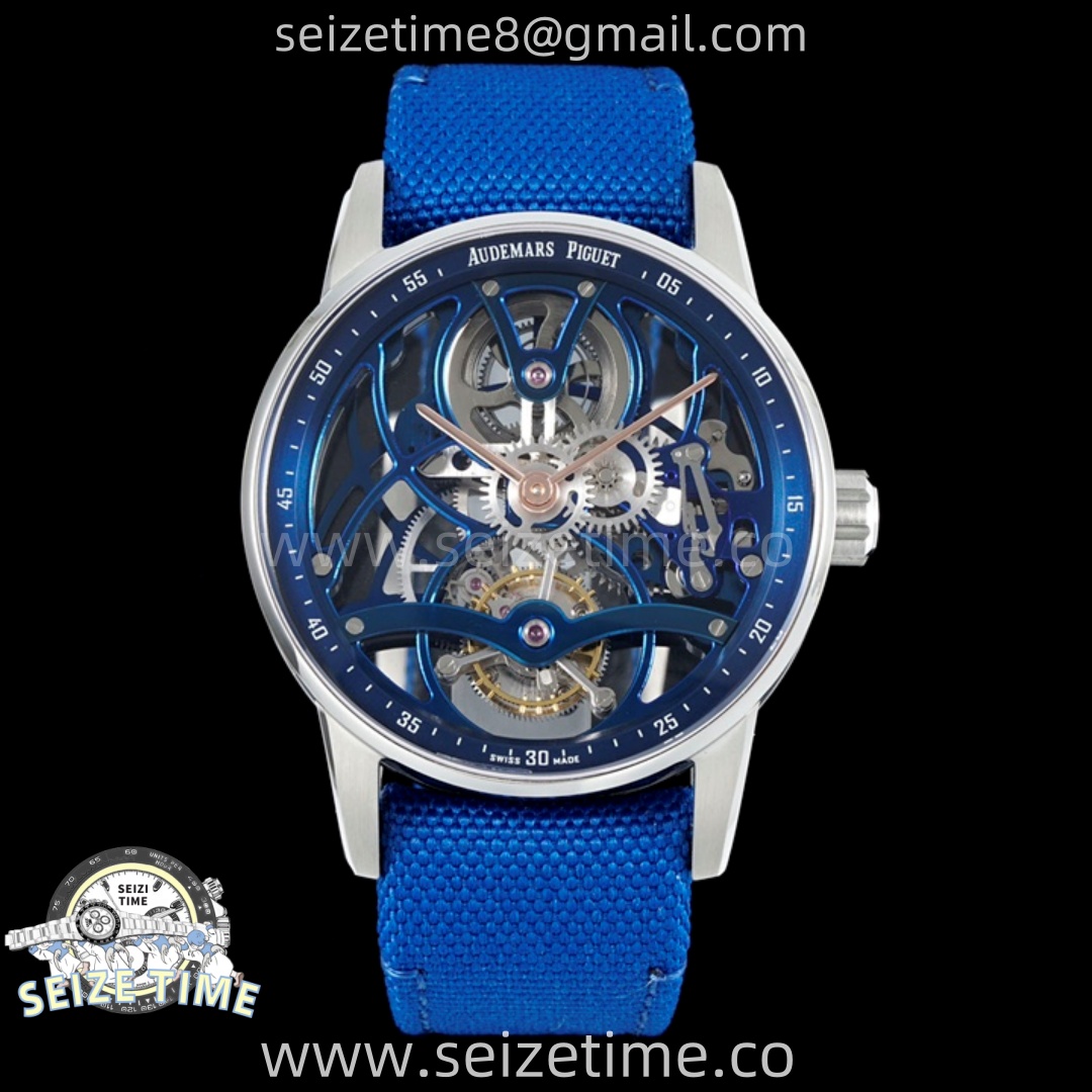 Code 11.59 26600NB SS APPF Best Edition Blue Skeleton Dial on Blue Nylon Strap Asian Tourbillon