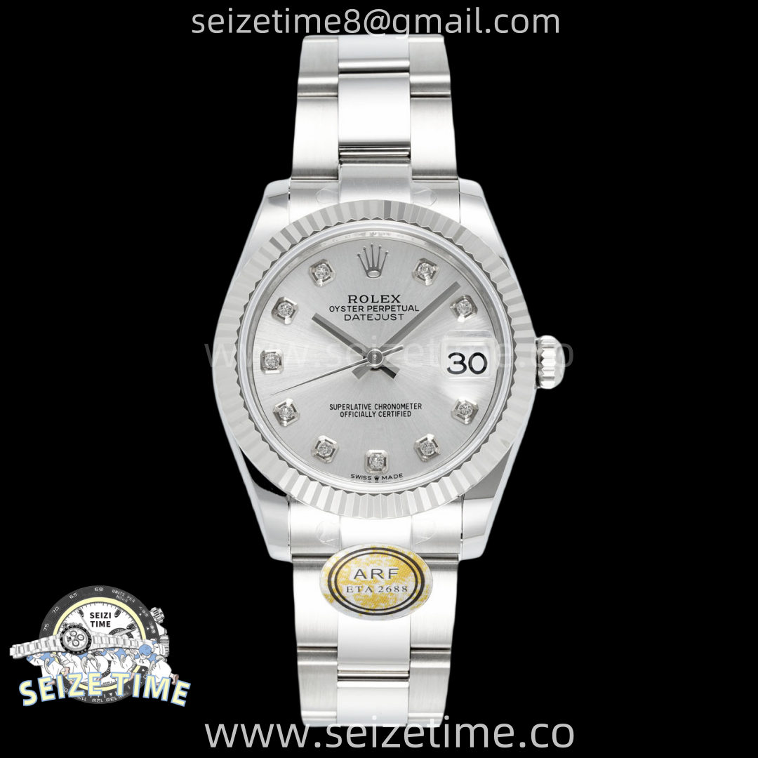 DateJust 31 SS ARF 1:1 Best Edition Silver Diamonds Dial on Oyster Bracelet ETA2688