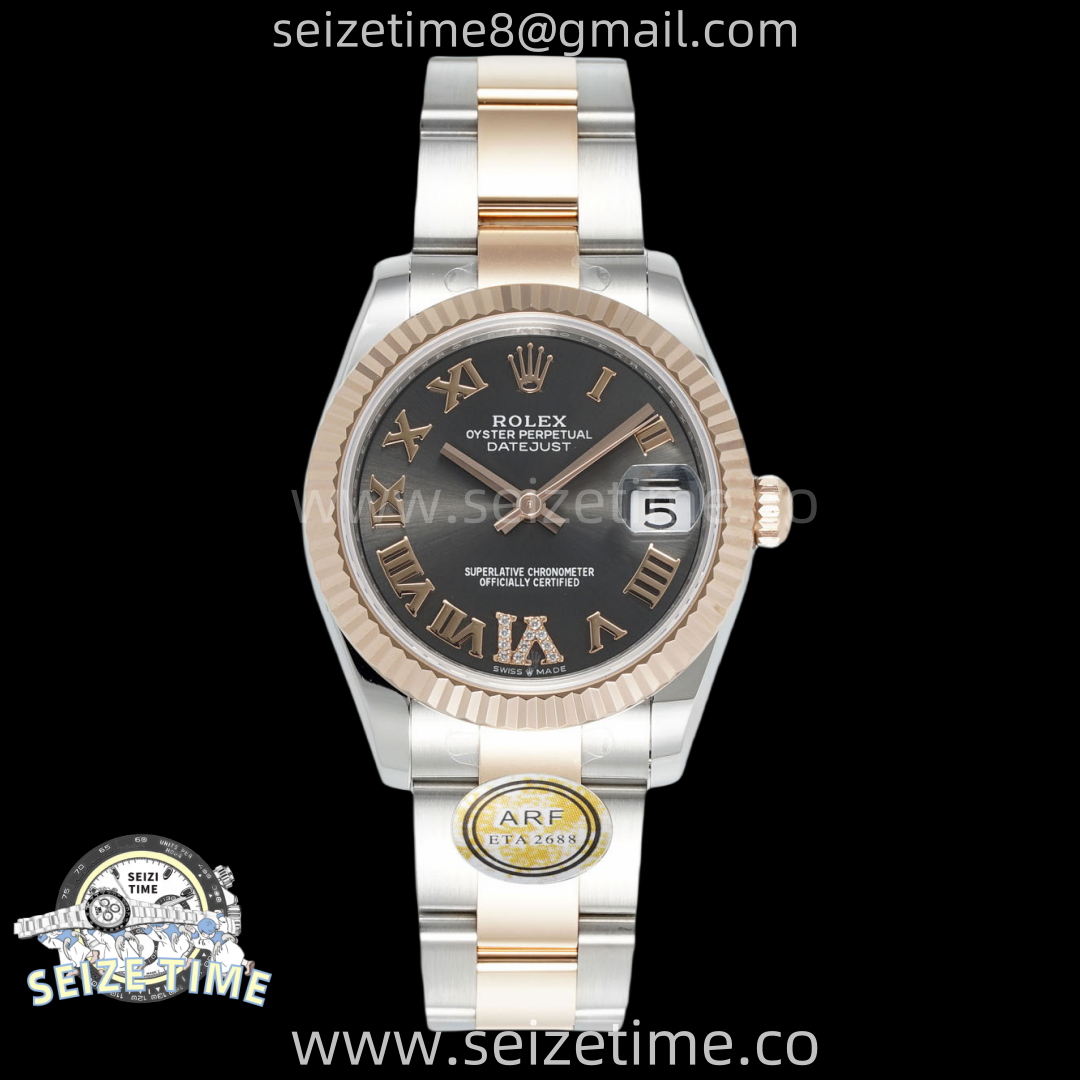 DateJust 31 SS/RG ARF 1:1 Best Edition Gray Roman Dial on Oyster Bracelet ETA2688