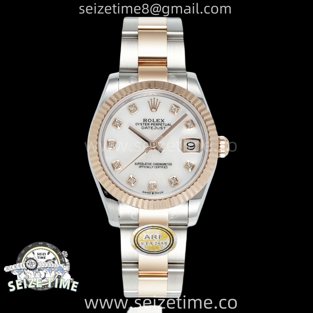 DateJust 31 SS/RG ARF 1:1 Best Edition White MOP Diamonds Dial on Oyster Bracelet ETA2688