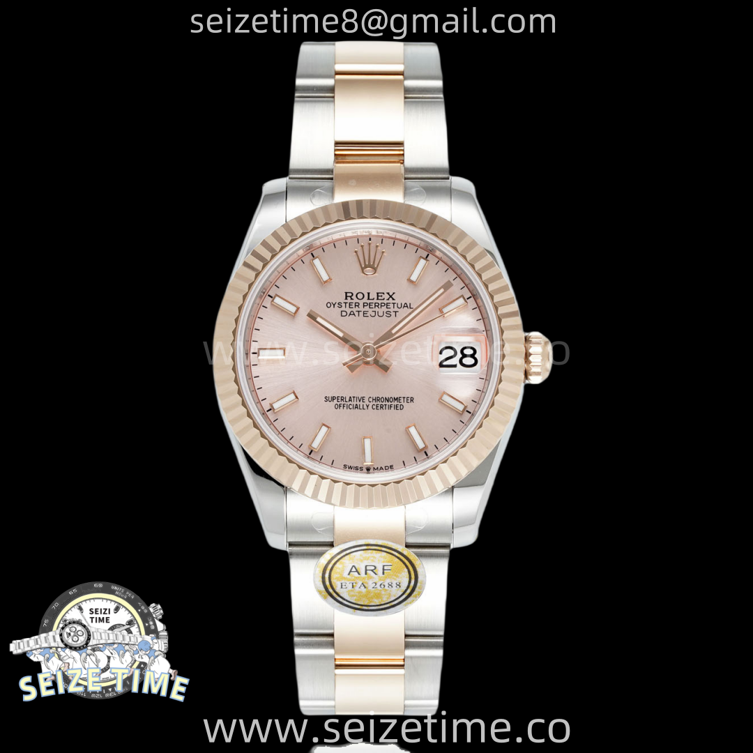 DateJust 31 SS/RG ARF 1:1 Best Edition Pink Stick Dial on Oyster Bracelet ETA2688