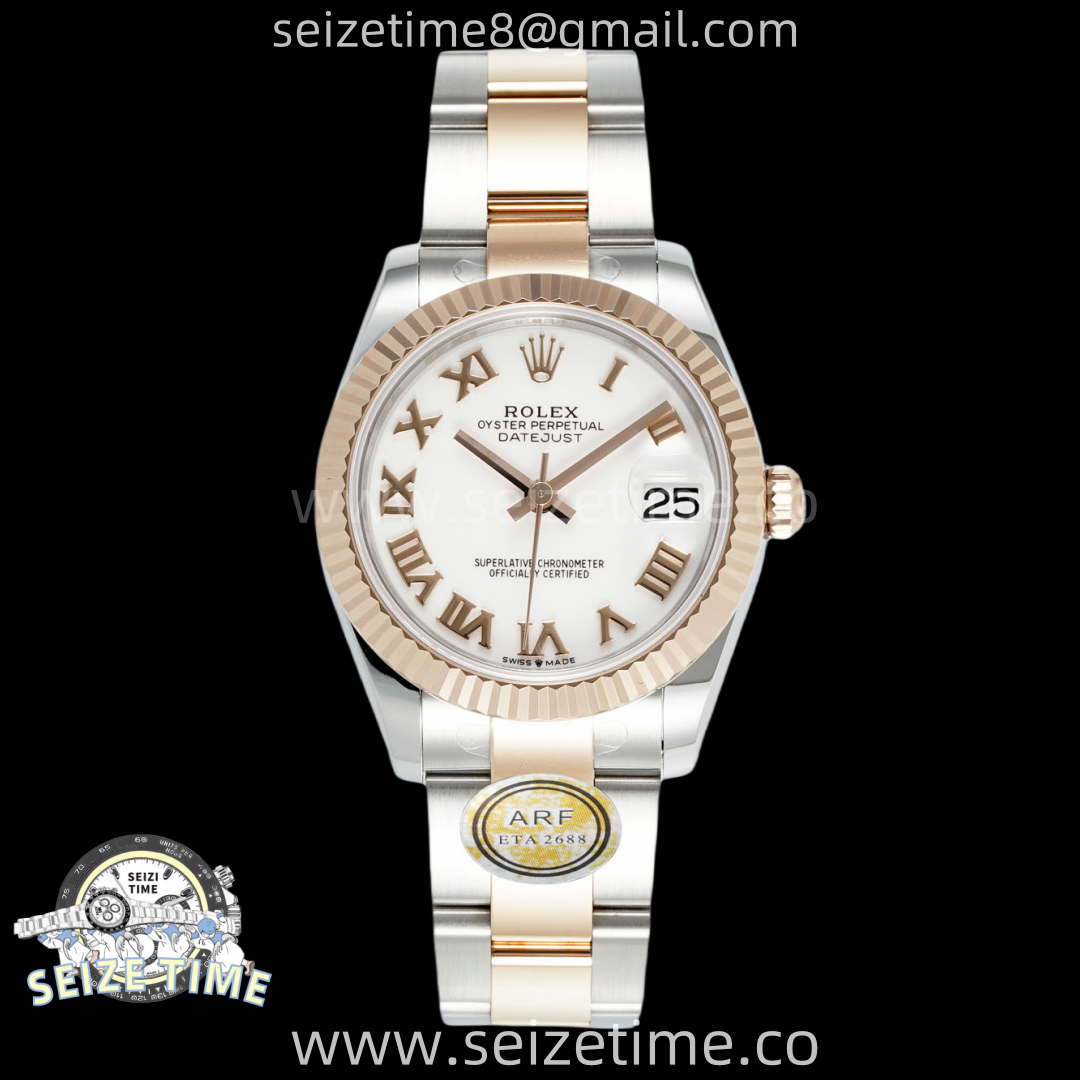 DateJust 31 SS/RG ARF 1:1 Best Edition White Roman Dial on Oyster Bracelet ETA2688