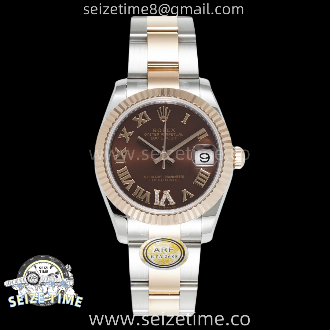 DateJust 31 SS/RG ARF 1:1 Best Edition Brown Roman Dial on Oyster Bracelet ETA2688