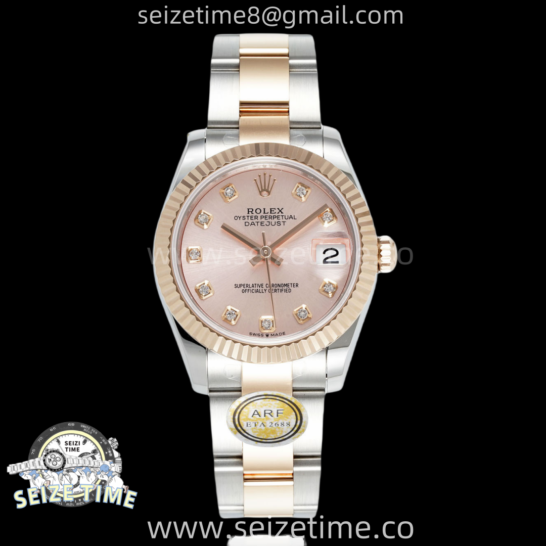 DateJust 31 SS/RG ARF 1:1 Best Edition Pink Diamonds Dial on Oyster Bracelet ETA2688