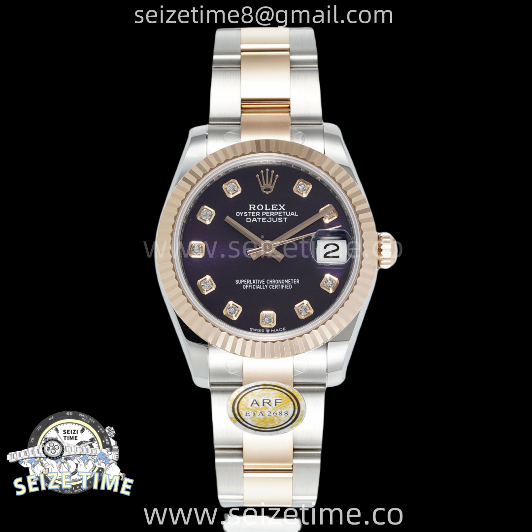 DateJust 31 SS/RG ARF 1:1 Best Edition Purple Diamonds Dial on Oyster Bracelet ETA2688