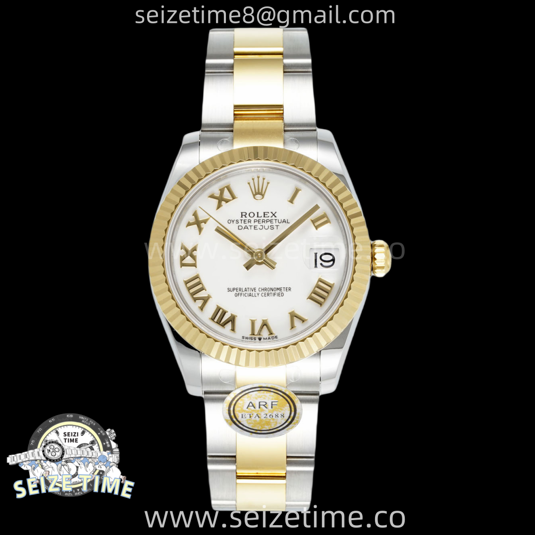 DateJust 31 SS/YG ARF 1:1 Best Edition White Roman Dial on Oyster Bracelet ETA2688