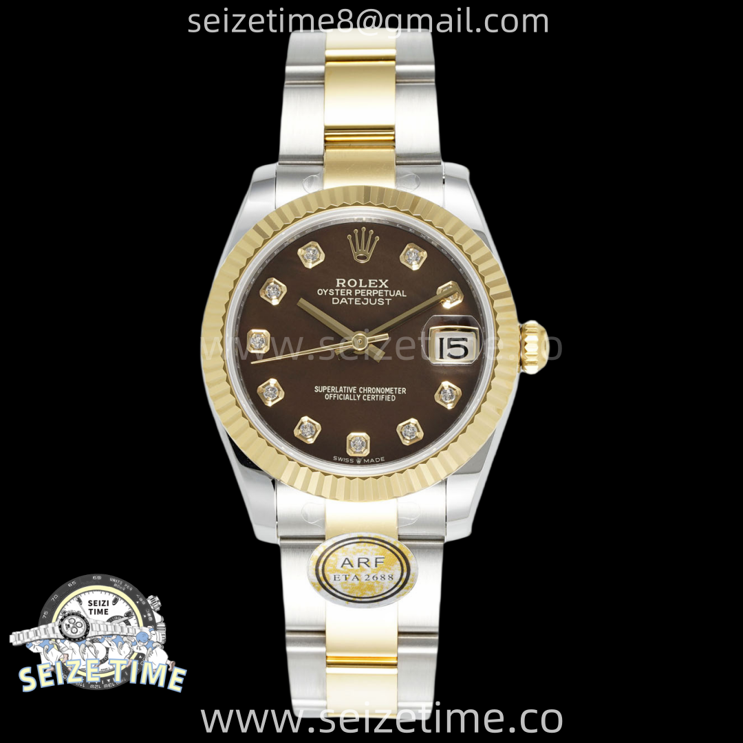 DateJust 31 SS/YG ARF 1:1 Best Edition Brown Diamonds Dial on Oyster Bracelet ETA2688