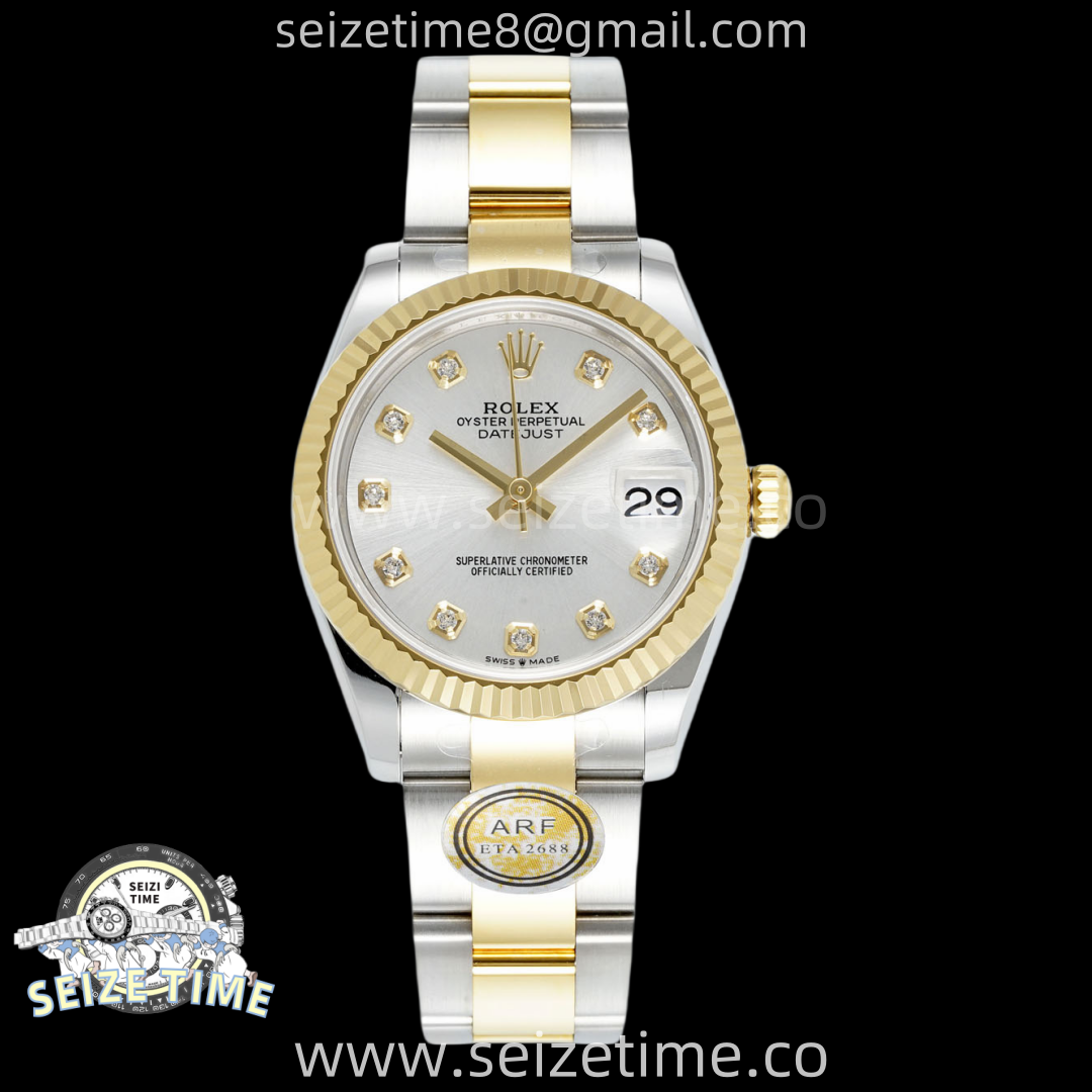 DateJust 31 SS/YG ARF 1:1 Best Edition Silver Diamonds Dial on Oyster Bracelet ETA2688