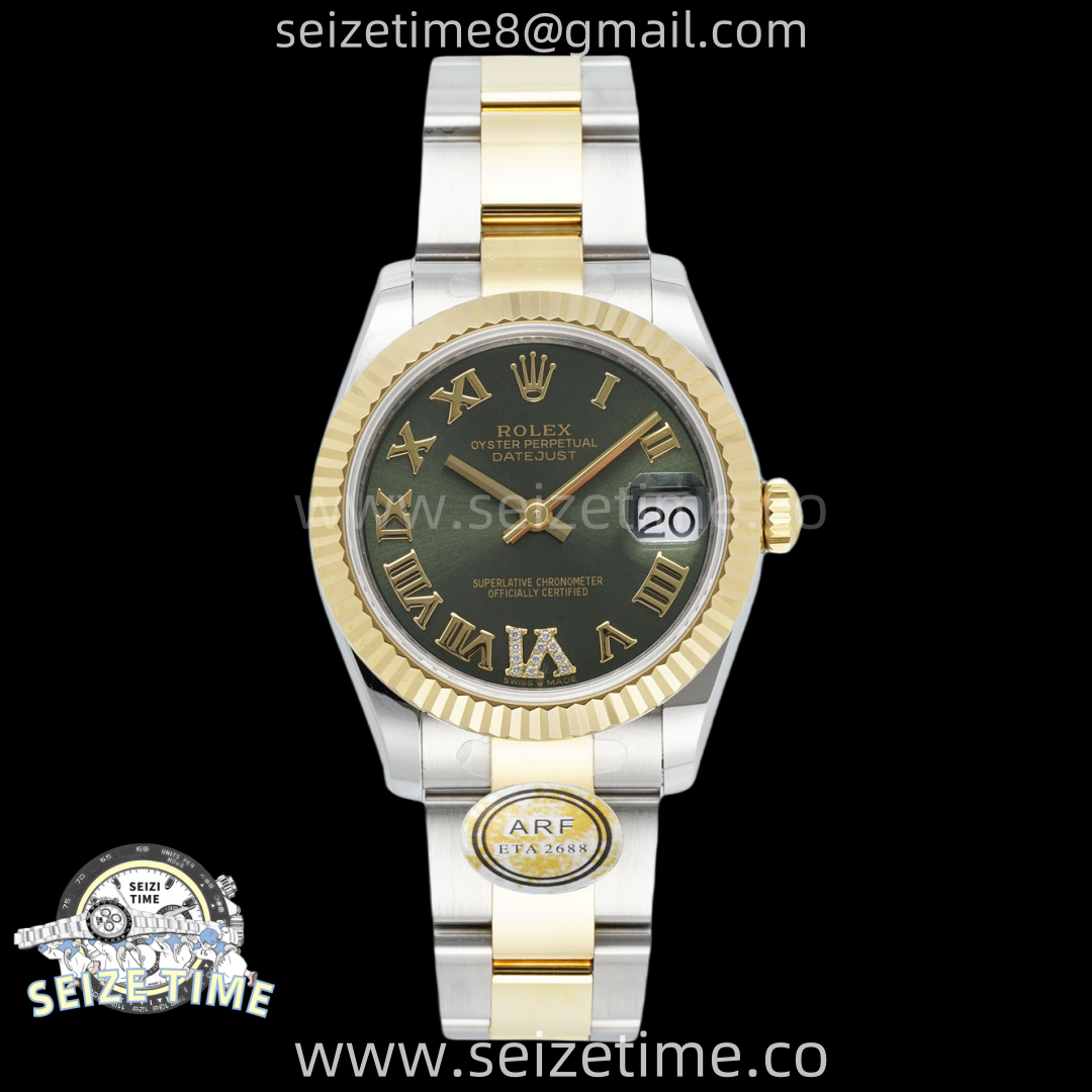 DateJust 31 SS/YG ARF 1:1 Best Edition Green Roman Dial on Oyster Bracelet ETA2688
