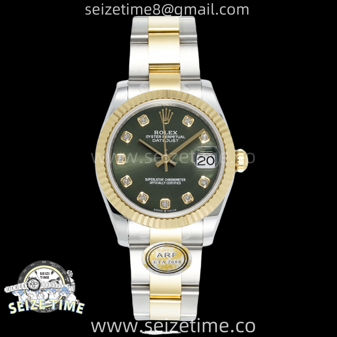 DateJust 31 SS/YG ARF 1:1 Best Edition Green Diamonds Dial on Oyster Bracelet ETA2688