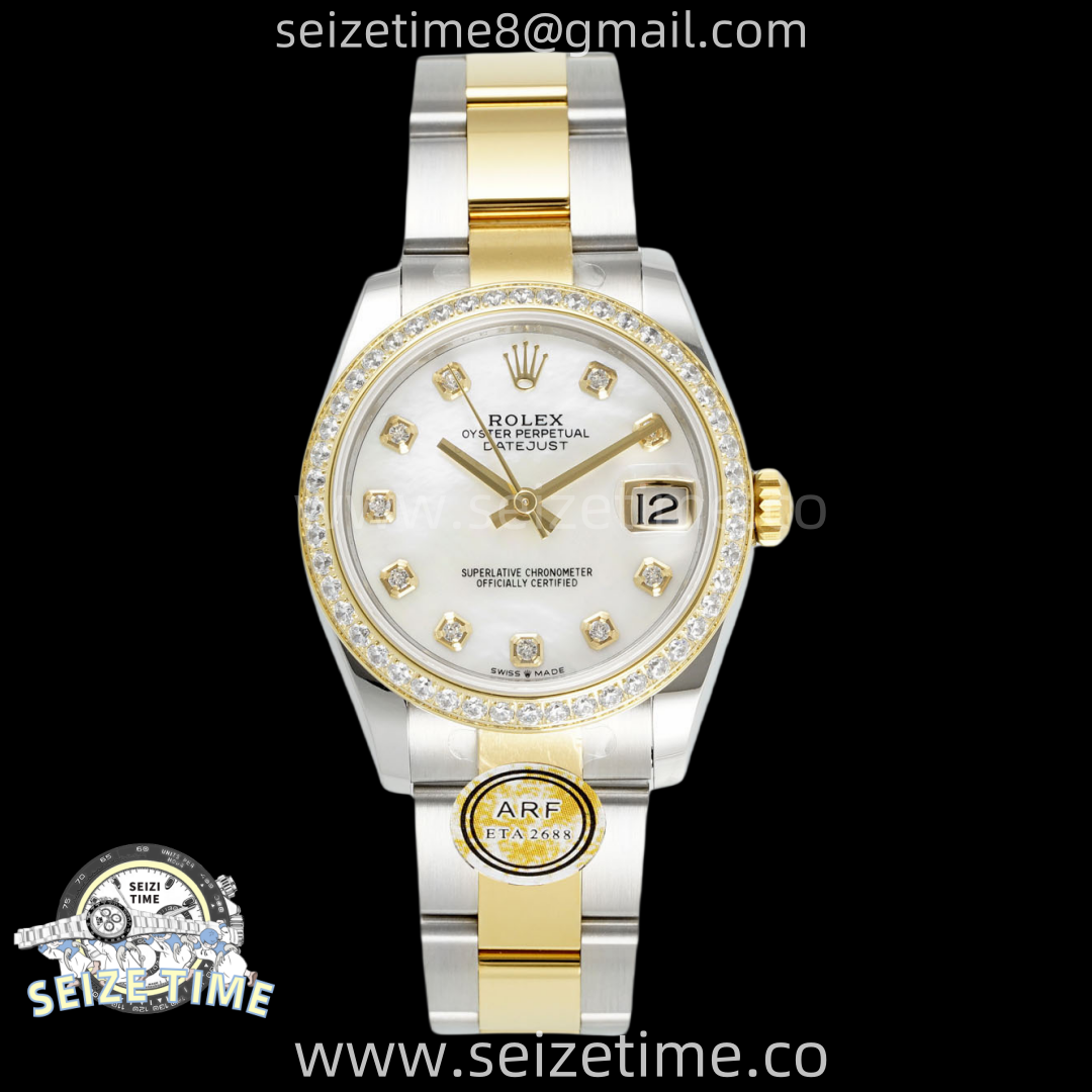 DateJust 31 SS/YG ARF 1:1 Best Edition White MOP Diamonds Dial Diamonds on Oyster Bracelet ETA2688