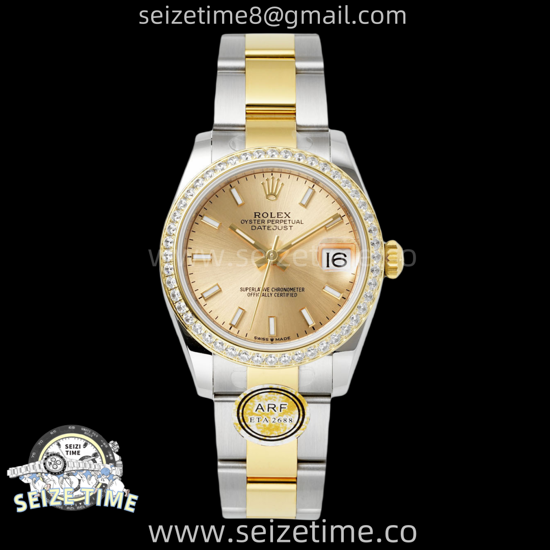 DateJust 31 SS/YG ARF 1:1 Best Edition YG Stick Dial Diamonds on Oyster Bracelet ETA2688