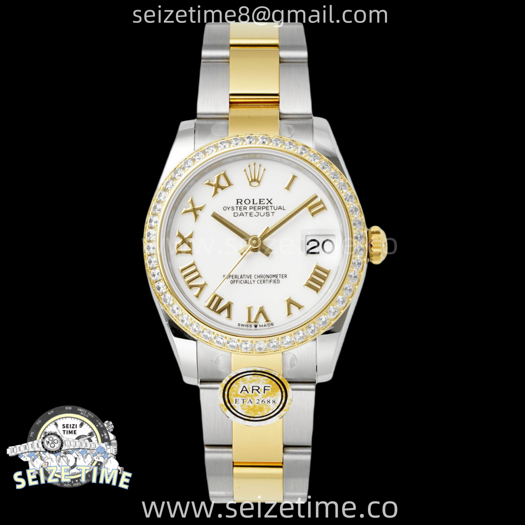 DateJust 31 SS/YG ARF 1:1 Best Edition White Roman Dial Diamonds on Oyster Bracelet ETA2688