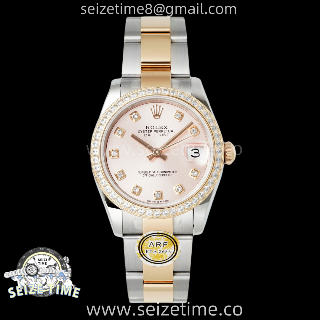 DateJust 31 SS/RG ARF 1:1 Best Edition Pink Diamonds Dial Diamonds on Oyster Bracelet ETA2688