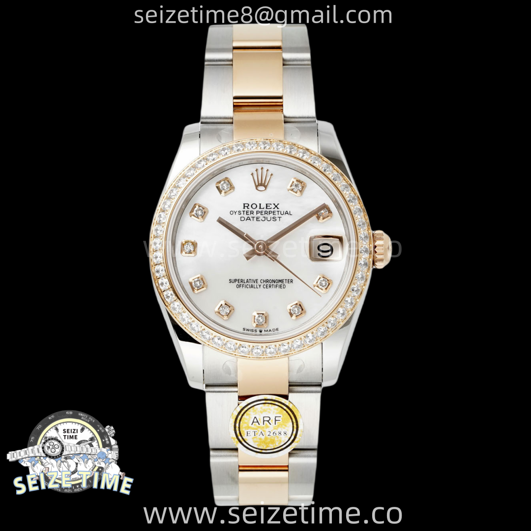 DateJust 31 SS/RG ARF 1:1 Best Edition White MOP Diamonds Dial Diamonds on Oyster Bracelet ETA2688