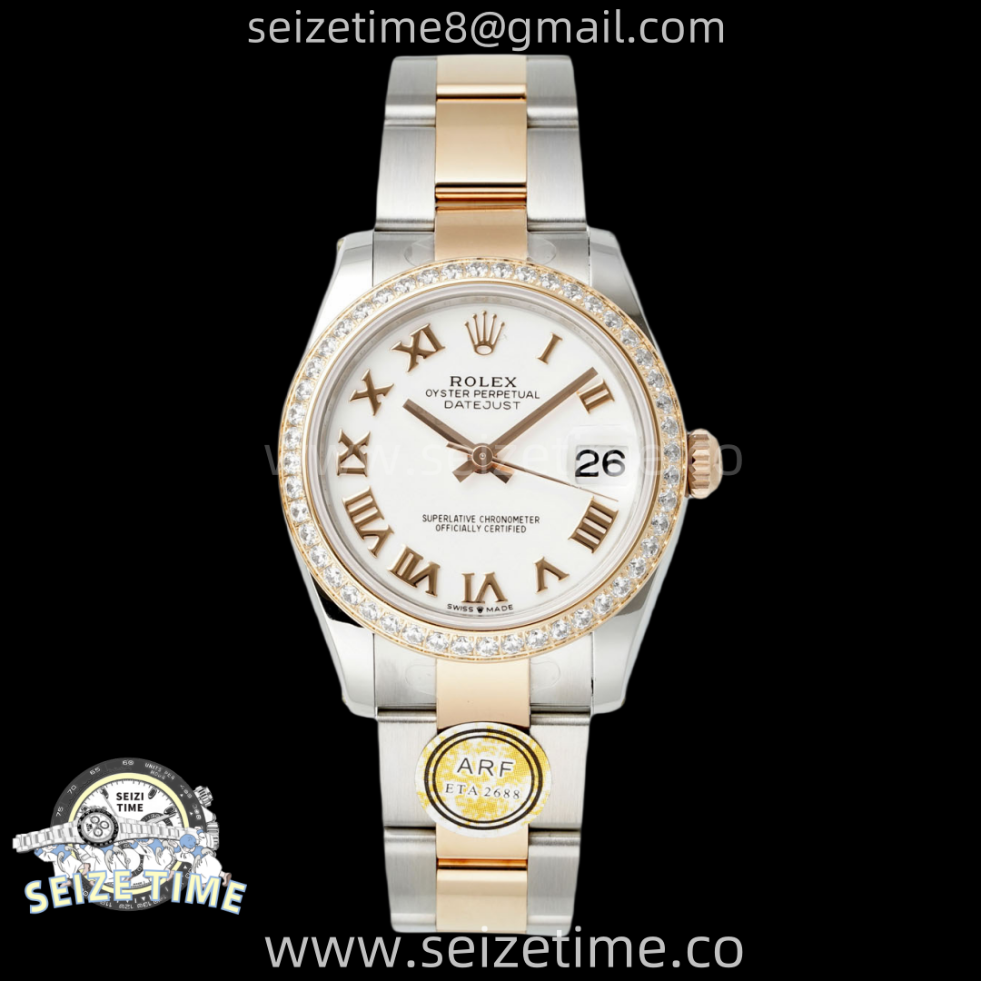 DateJust 31 SS/RG ARF 1:1 Best Edition White MOP Roman Dial Diamonds on Oyster Bracelet ETA2688