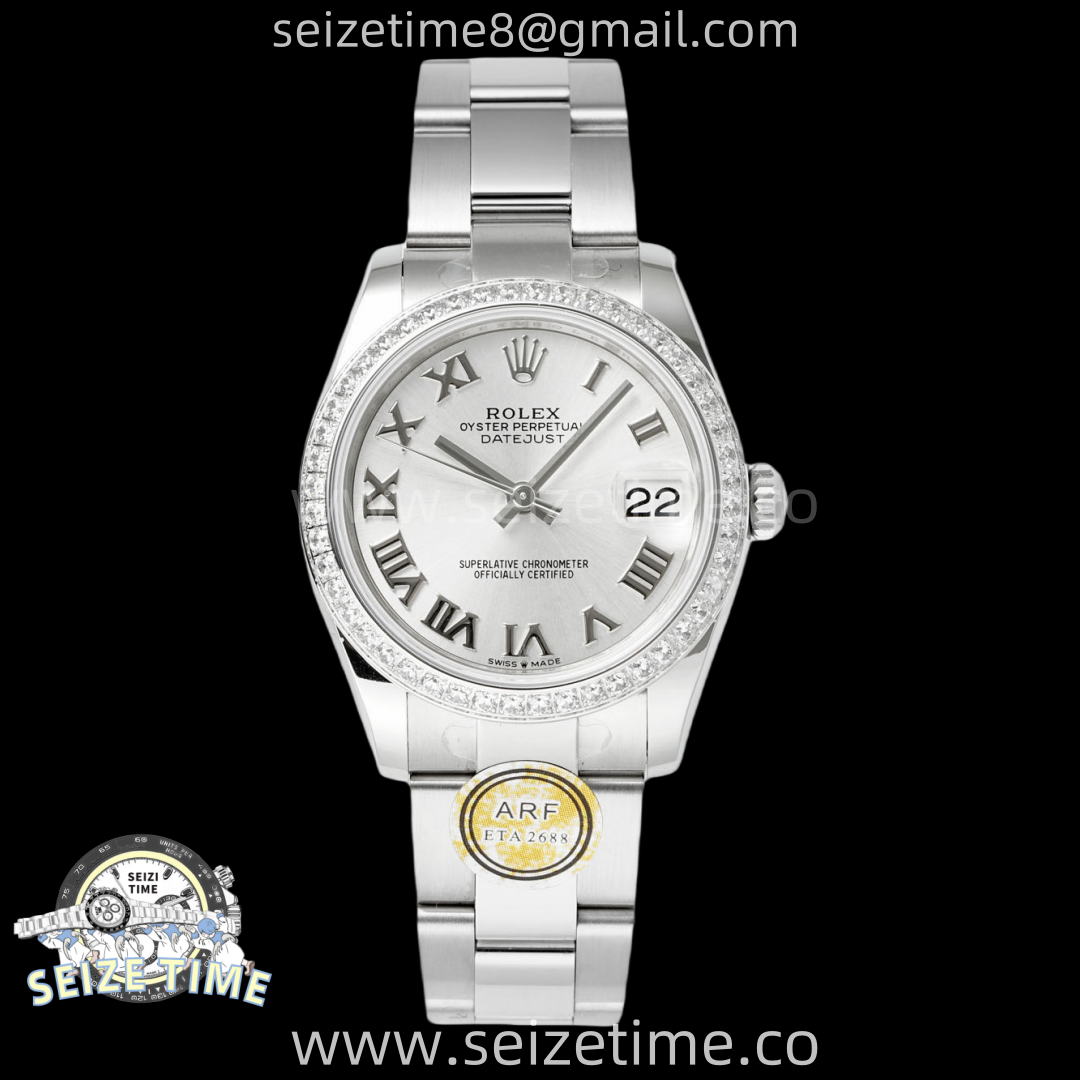 DateJust 31 SS ARF 1:1 Best Edition Silver Roman Dial Diamonds on Oyster Bracelet ETA2688