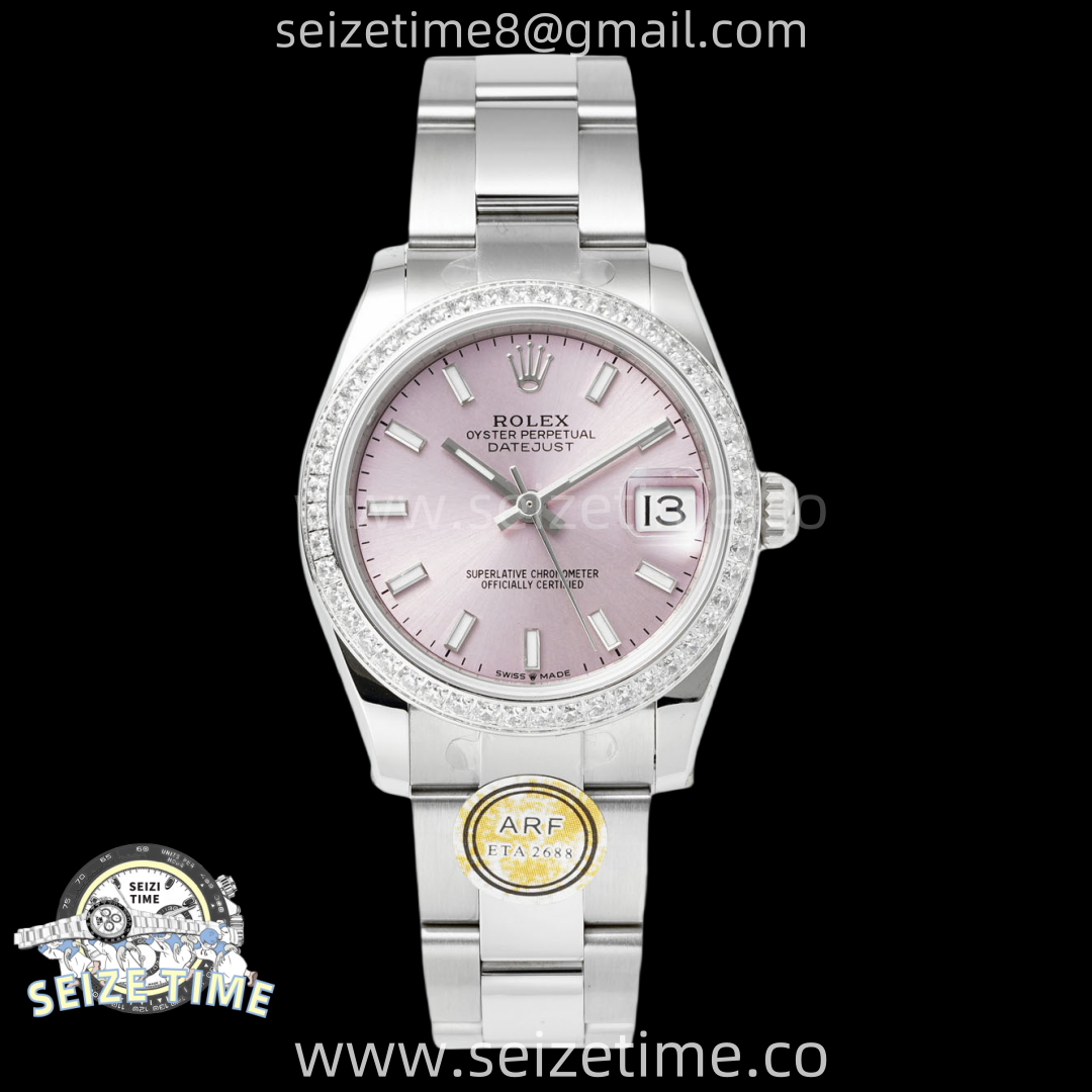 DateJust 31 SS ARF 1:1 Best Edition Pink Stick Dial Diamonds on Oyster Bracelet ETA2688