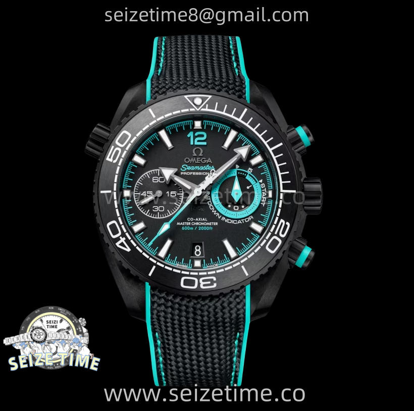 Planet Ocean 600M Chrono ETNZ Black Ceramic SCF 1:1 Best Edition Black Dial on Black Rubber Strap A9900