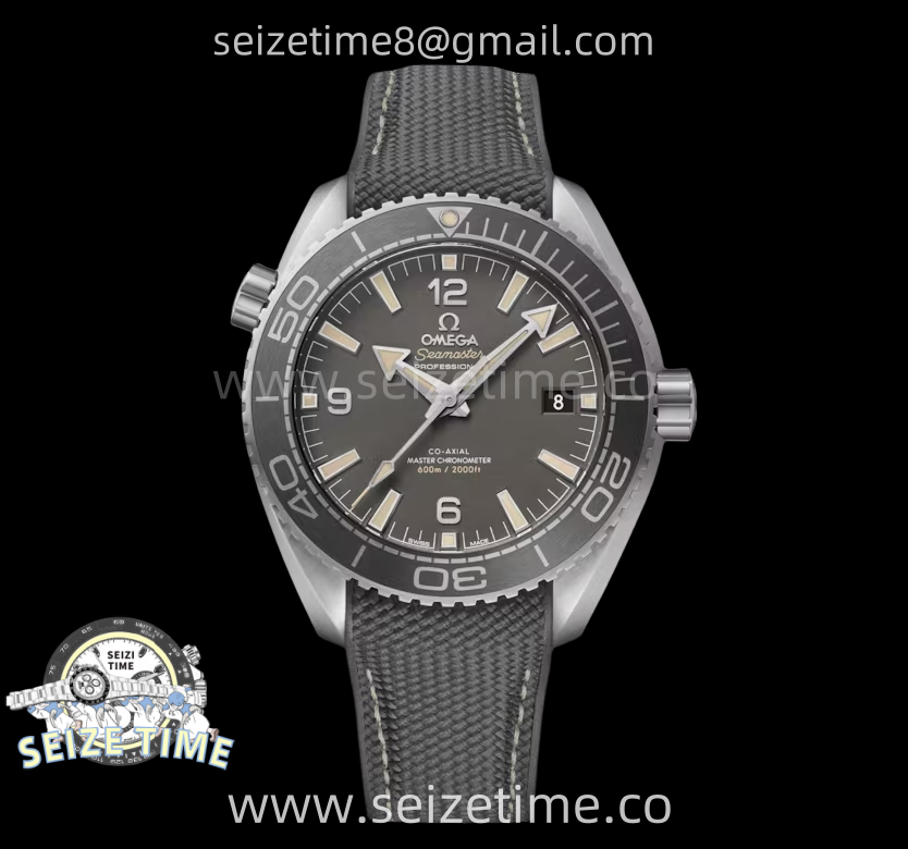 Planet Ocean 600M 43.5mm Black Ceramic Bezel SS VSF 1:1 Best Edition Gray Dial on Black Rubber Strap A8900
