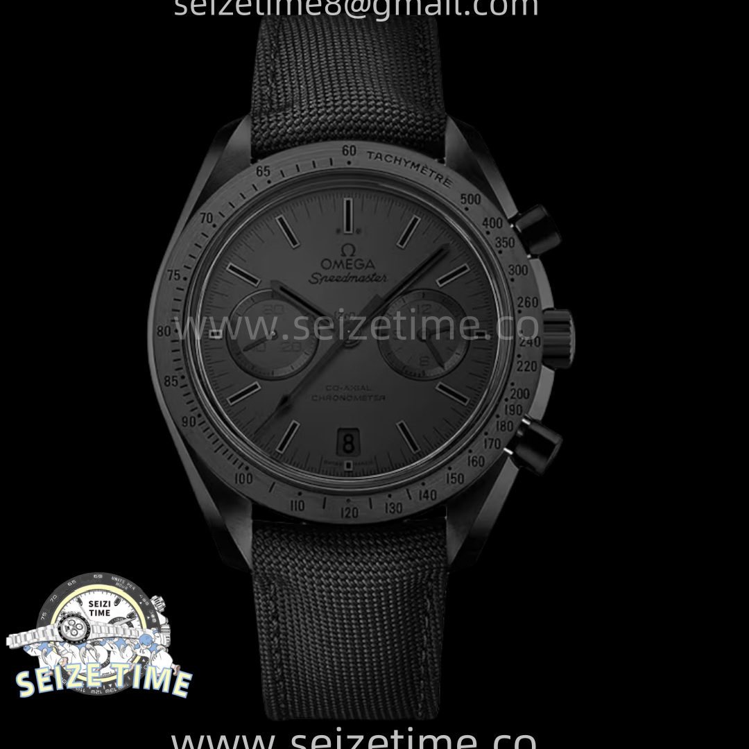 Speedmaster “Dark Side of The Moon” Real Ceramic N1F 1:1 Best Edition Vintage Black Dial on Black Nylon Strap A9300
