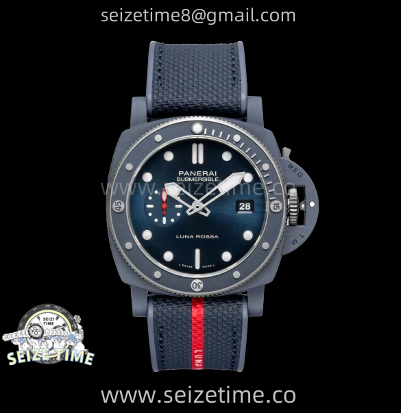 PAM1466 Luna Rossa Submersible 44mm Ceramic VSF 1:1 Best Edition Blue Dial On Blue Fabric Strap P900