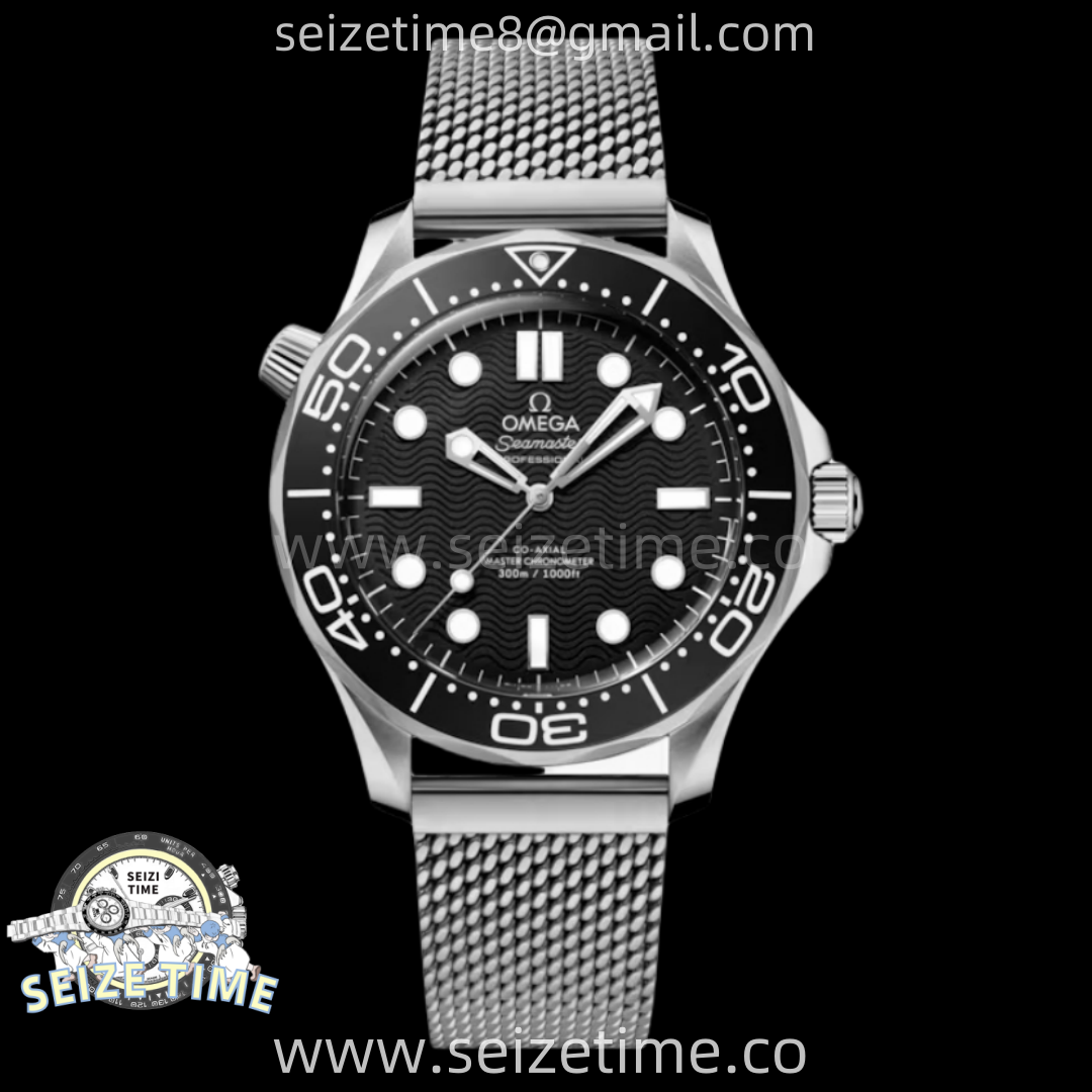 Seamaster 300M 42mm SS VSF Best Edition Black Dial On Mesh Bracelet A8806