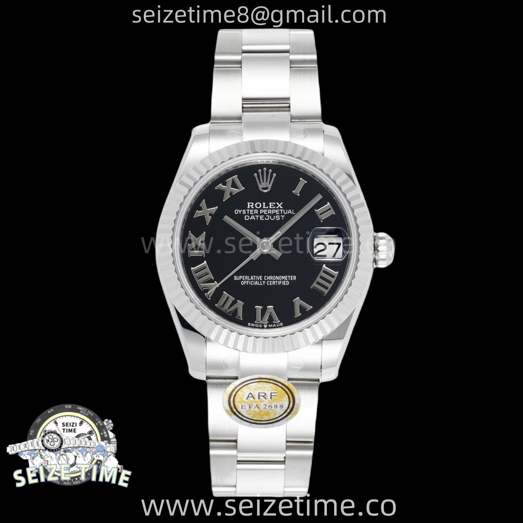 DateJust 31 SS ARF 1:1 Best Edition Black Roman Dial on Oyster Bracelet ETA2688