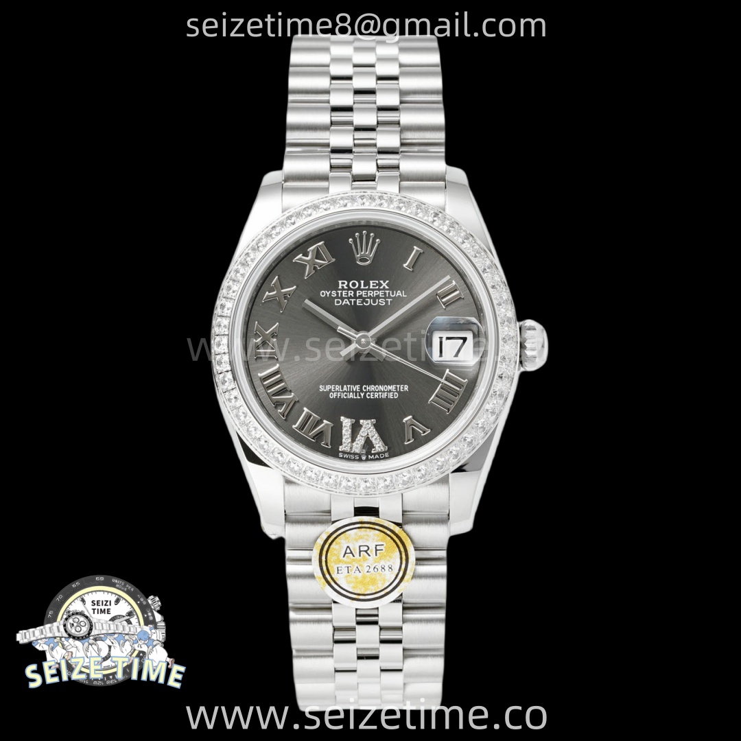 DateJust 31 SS ARF 1:1 Best Edition Gray Roman Dial Diamonds Bezel on Jubilee Bracelet ETA2688