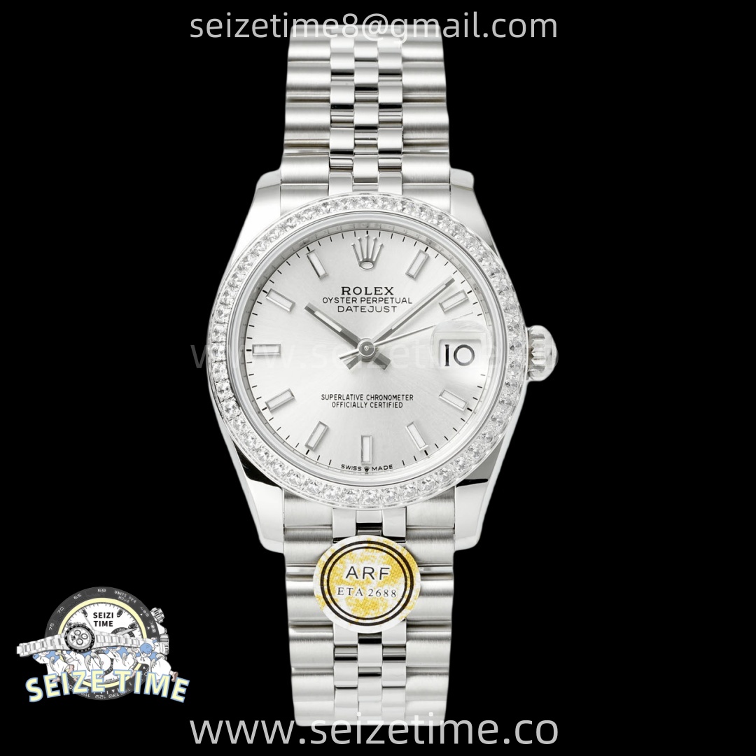 DateJust 31 SS ARF 1:1 Best Edition Silver Stick Dial Diamonds Bezel on Jubilee Bracelet ETA2688
