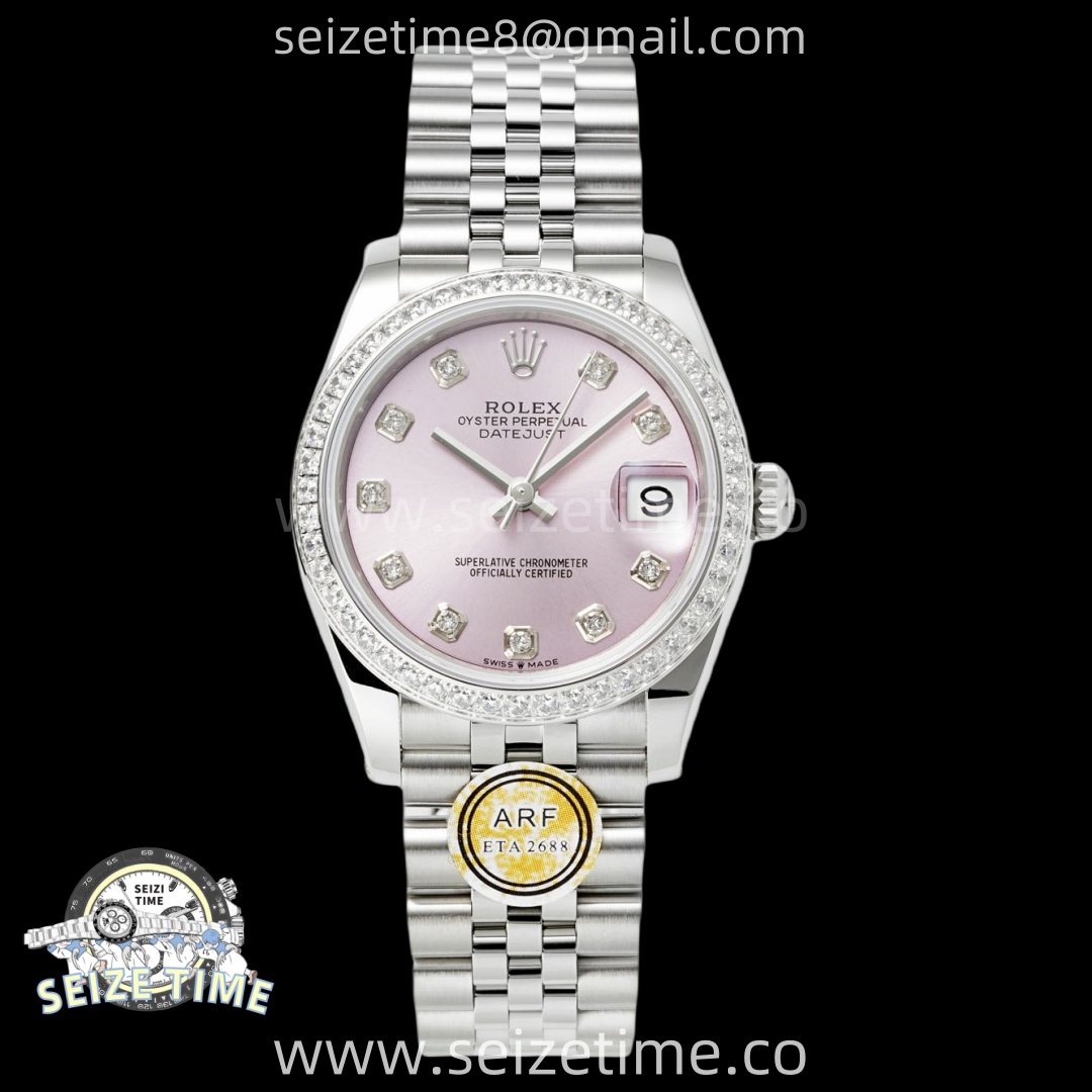 DateJust 31 SS ARF 1:1 Best Edition Pink Diamonds Dial Diamonds Bezel on Jubilee Bracelet ETA2688