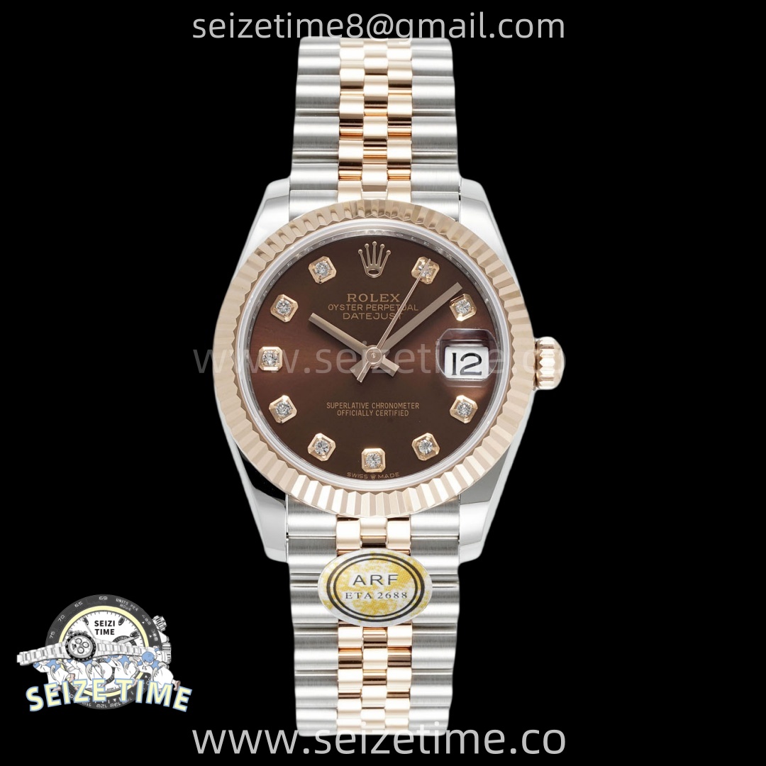 DateJust 31 SS/RG ARF 1:1 Best Edition Brown Diamonds Dial on Jubilee Bracelet ETA2688