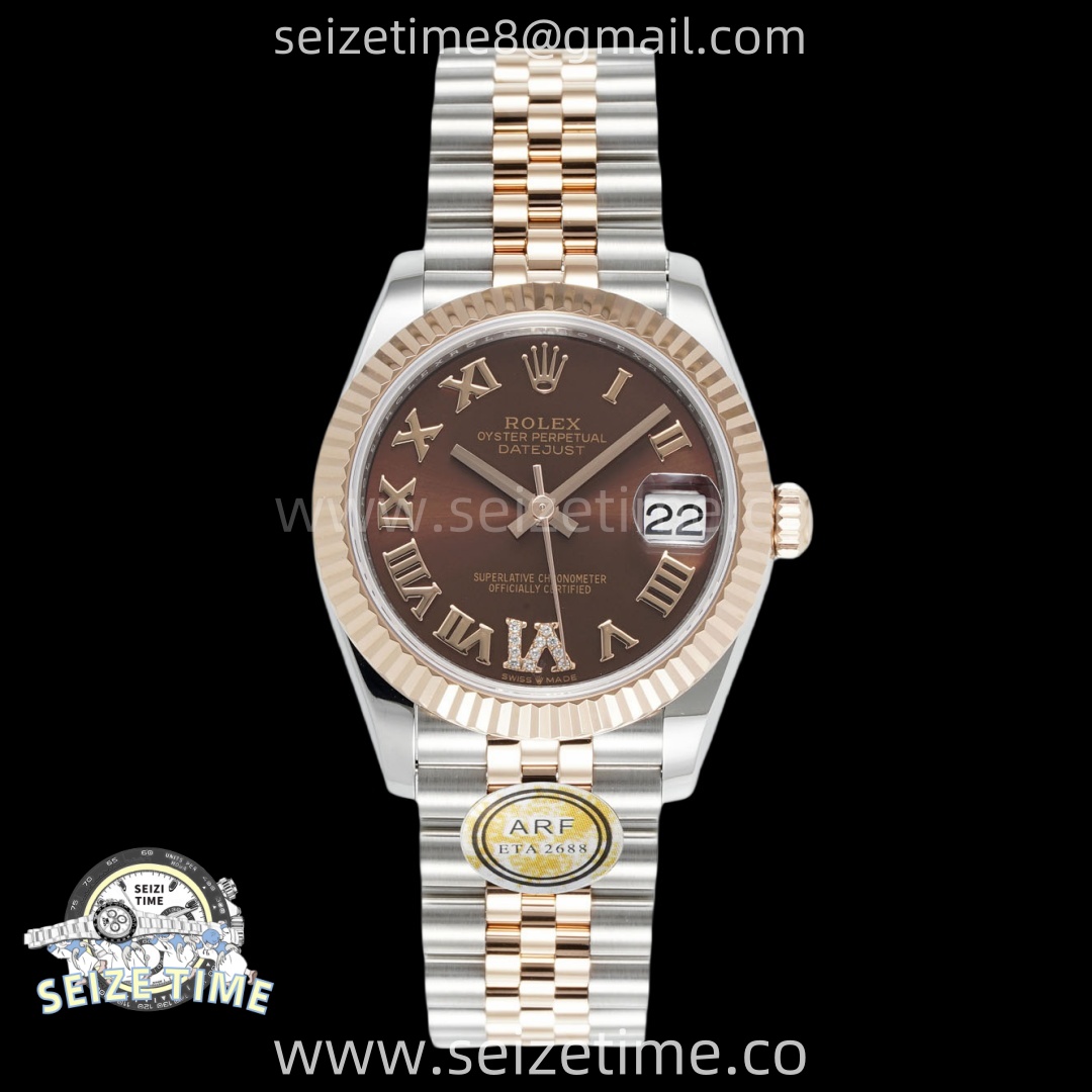 DateJust 31 SS/RG ARF 1:1 Best Edition Brown Roman Dial on Jubilee Bracelet ETA2688