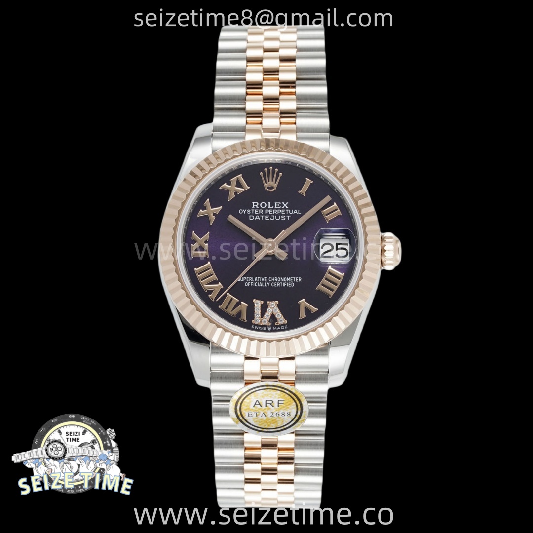 DateJust 31 SS/RG ARF 1:1 Best Edition Purple Roman Dial on Jubilee Bracelet ETA2688