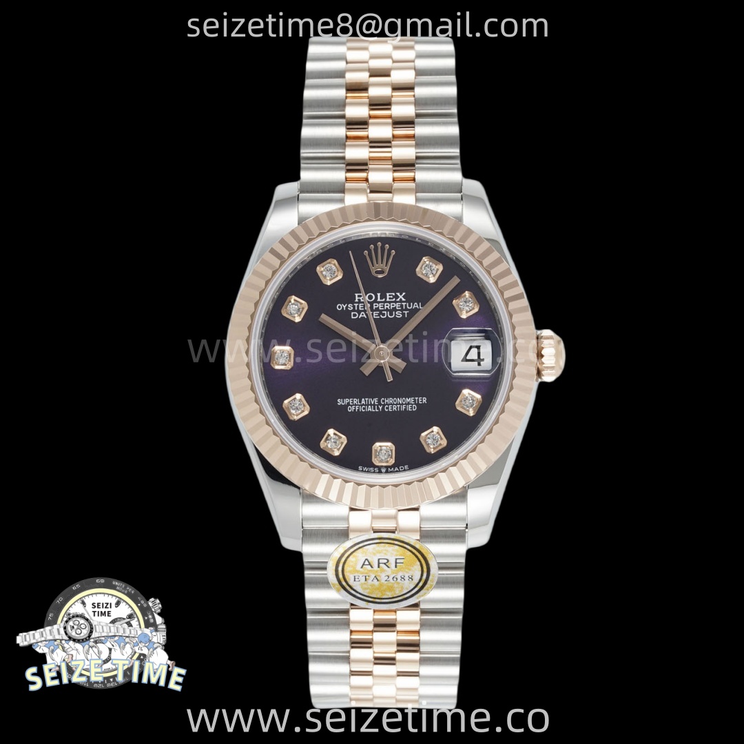 DateJust 31 SS/RG ARF 1:1 Best Edition Purple Diamonds Dial on Jubilee Bracelet ETA2688