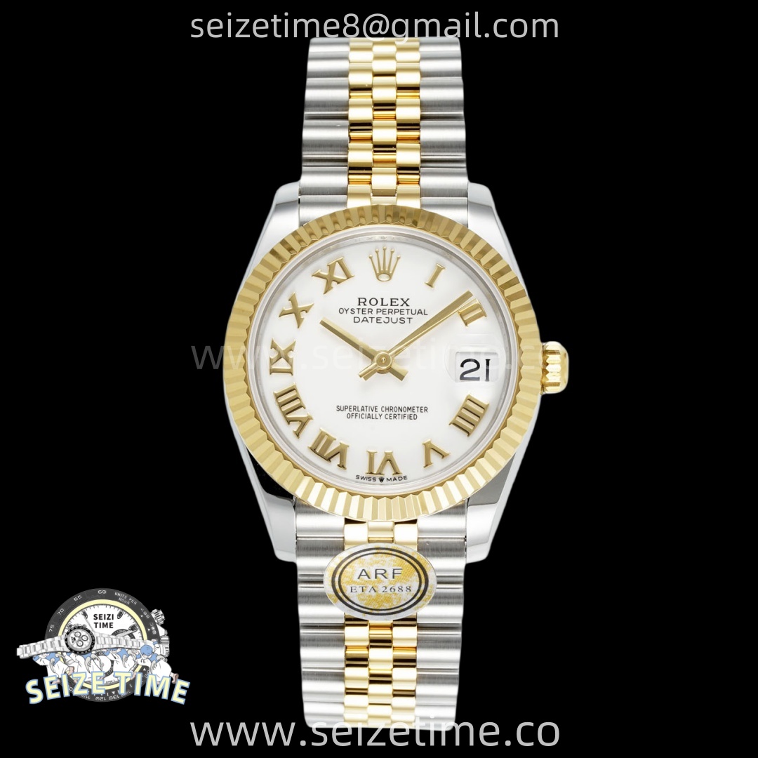 DateJust 31 SS/YG ARF 1:1 Best Edition White Roman Dial on Jubilee Bracelet ETA2688