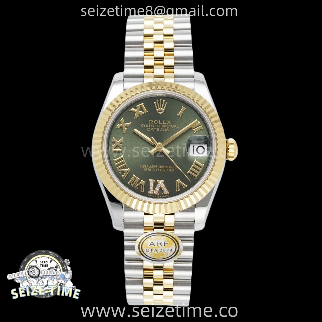 DateJust 31 SS/YG ARF 1:1 Best Edition Green Roman Dial on Jubilee Bracelet ETA2688