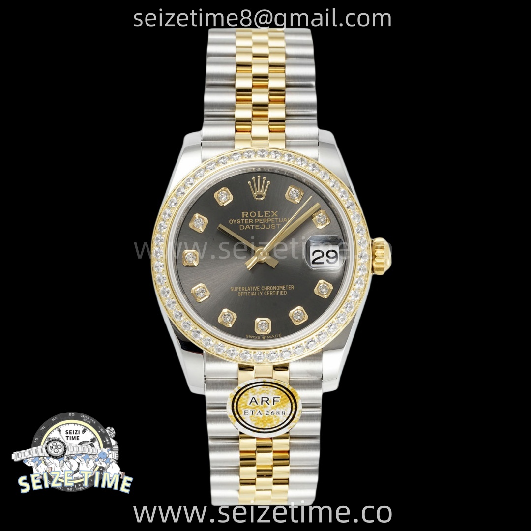 DateJust 31 SS/YG ARF 1:1 Best Edition Gray Diamonds Dial Diamonds Bezel on Jubilee Bracelet ETA2688
