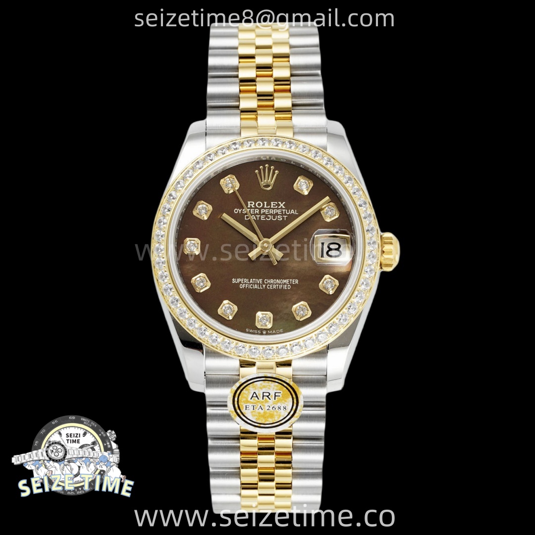 DateJust 31 SS/YG ARF 1:1 Best Edition Brown MOP Diamonds Dial Diamonds Bezel on Jubilee Bracelet ETA2688