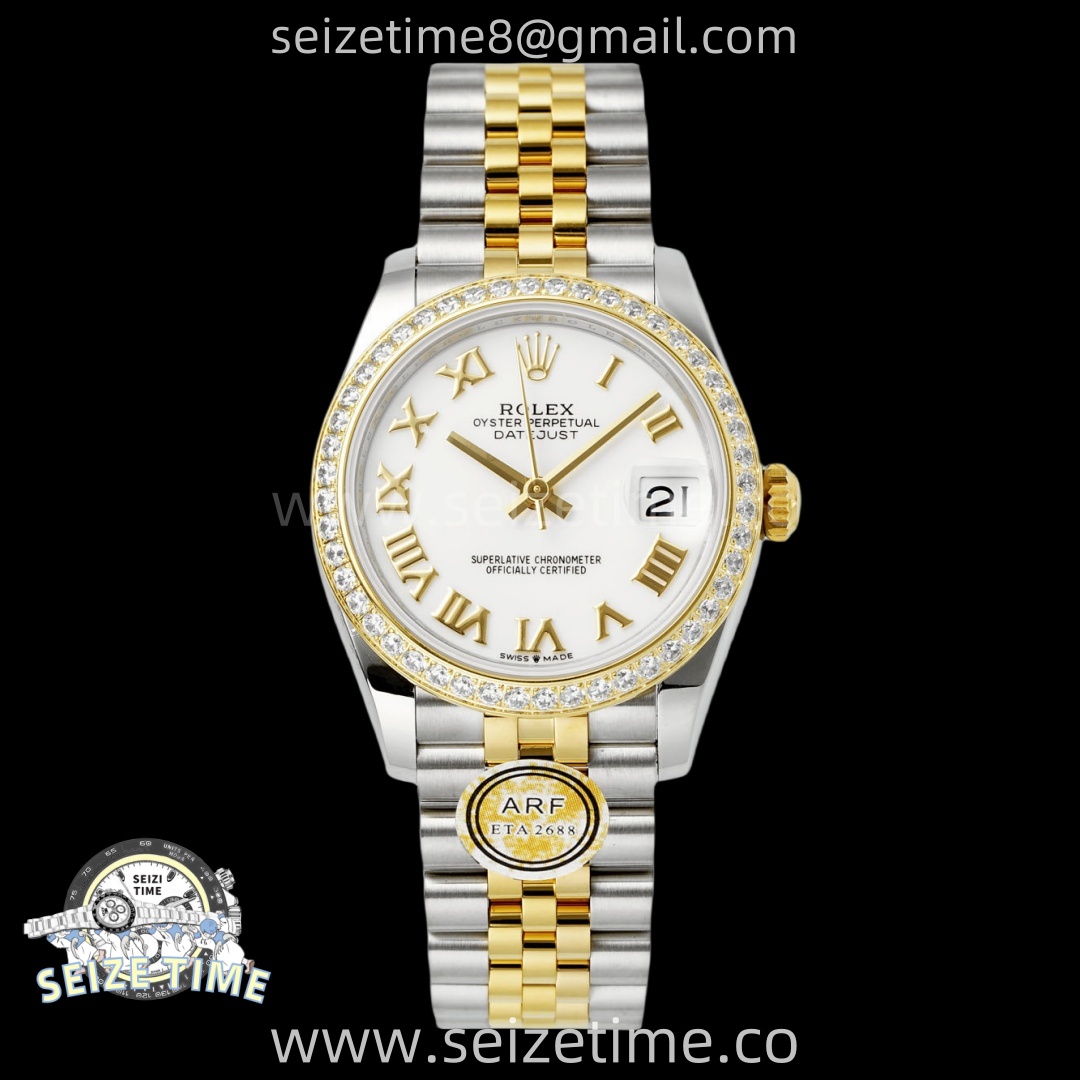 DateJust 31 SS/YG ARF 1:1 Best Edition White Roman Dial Diamonds Bezel on Jubilee Bracelet ETA2688