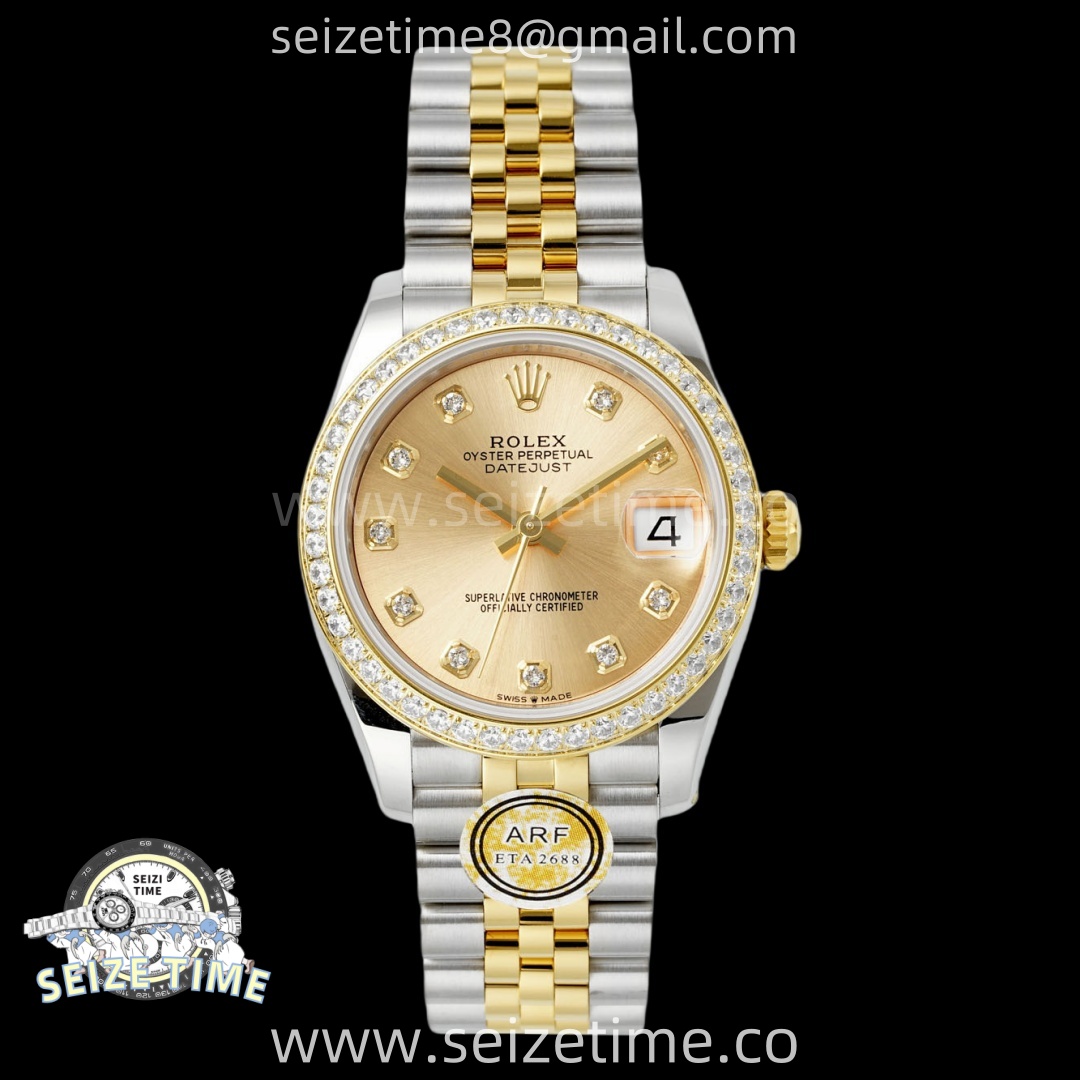 DateJust 31 SS/YG ARF 1:1 Best Edition YG Diamonds Dial Diamonds Bezel on Jubilee Bracelet ETA2688