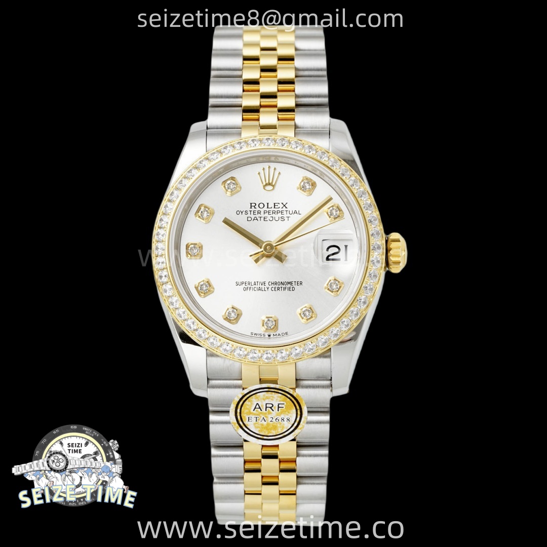 DateJust 31 SS/YG ARF 1:1 Best Edition Silver Diamonds Dial Diamonds Bezel on Jubilee Bracelet ETA2688