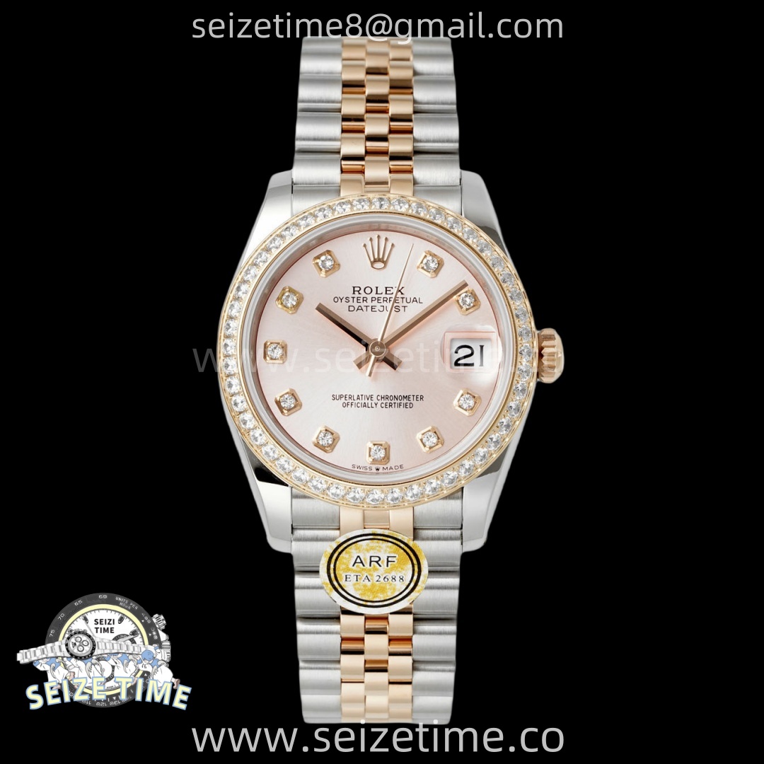 DateJust 31 SS/RG ARF 1:1 Best Edition Pink Diamonds Dial Diamonds Bezel on Jubilee Bracelet ETA2688
