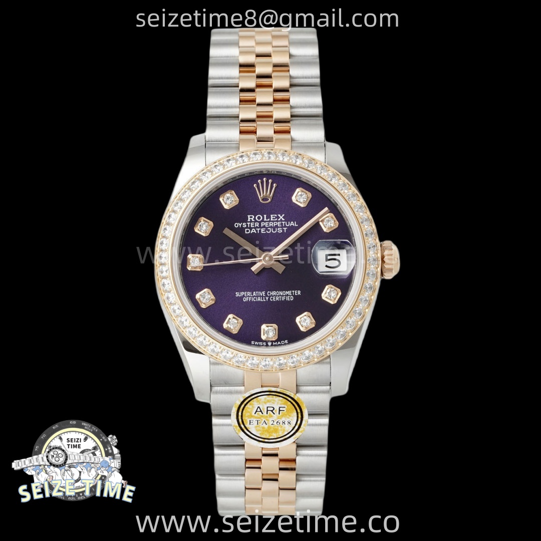 DateJust 31 SS/RG ARF 1:1 Best Edition Purple Diamonds Dial Diamonds Bezel on Jubilee Bracelet ETA2688