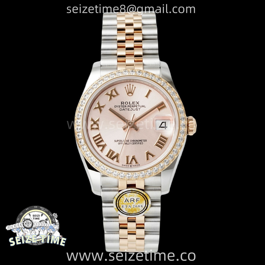 DateJust 31 SS/RG ARF 1:1 Best Edition Pink Roman Dial Diamonds Bezel on Jubilee Bracelet ETA2688