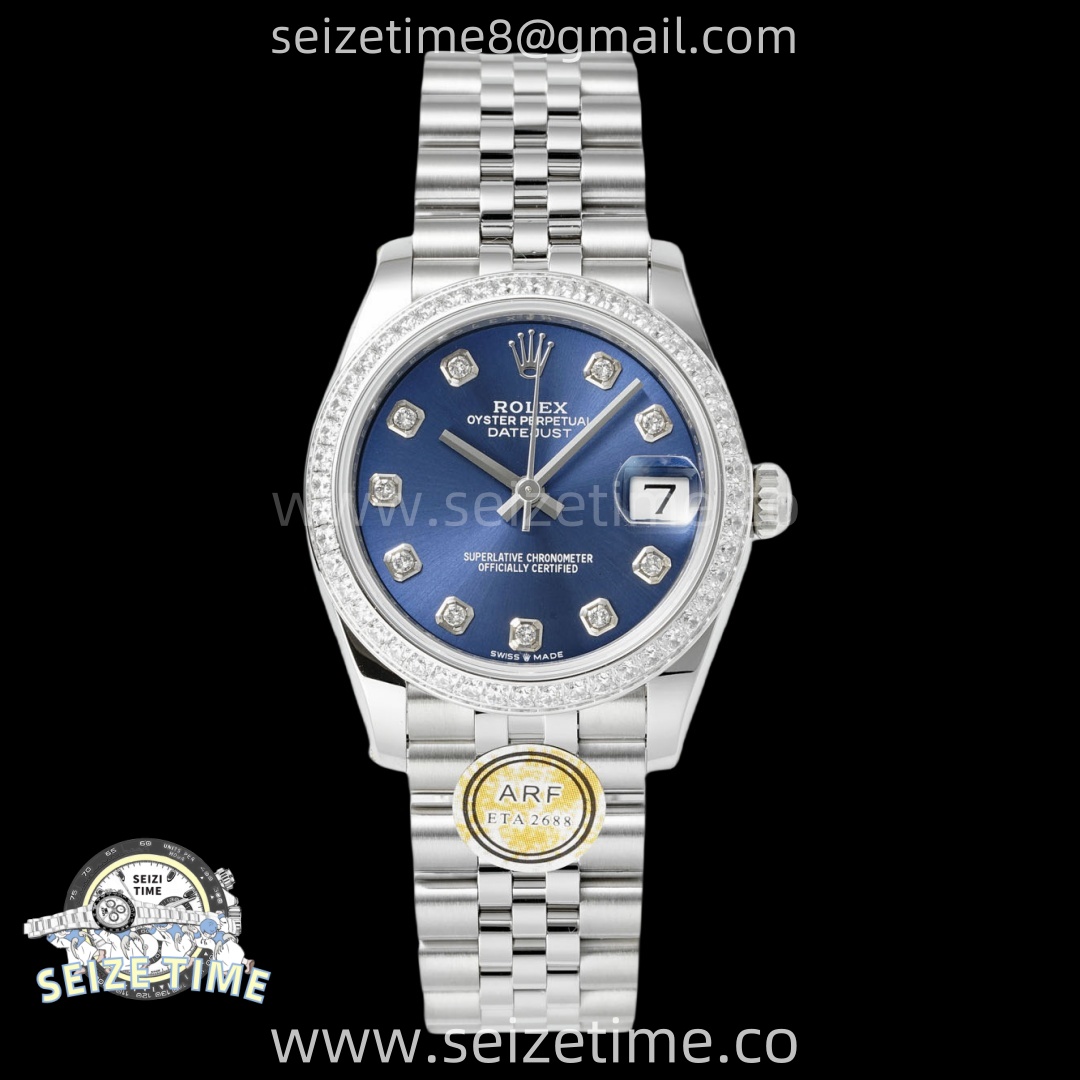 DateJust 31 SS ARF 1:1 Best Edition Blue Diamonds Dial Diamonds Bezel on Jubilee Bracelet ETA2688